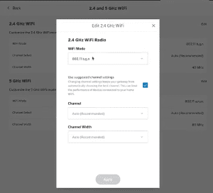 Apply Xfinity WiFi mode settings